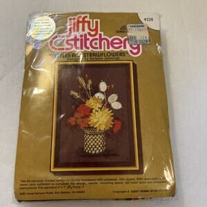 Vintage Jiffy Stitchery EMBROIDERY KIT Thistles and Strawflowers 1978 New